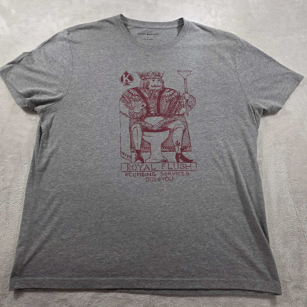 Lucky Brand Men's Grey King of Spades Graphic T-Shirt Size Large – Soft Tri-Blen